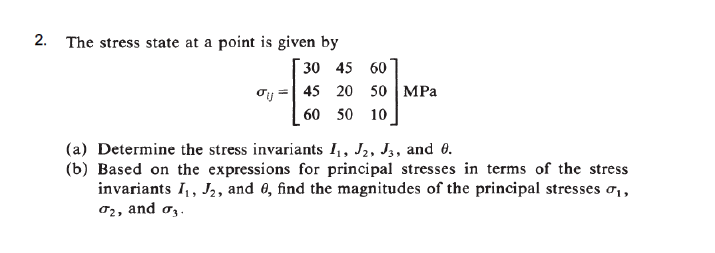 Solved 2. The stress state at a point is given by 30 45 60 | Chegg.com