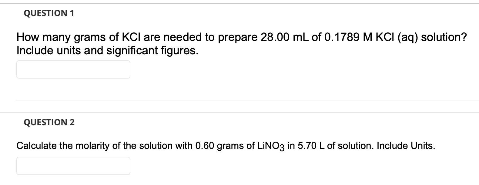 Solved How Many Grams Of Kcl Are Needed To Prepare 28 00 Ml