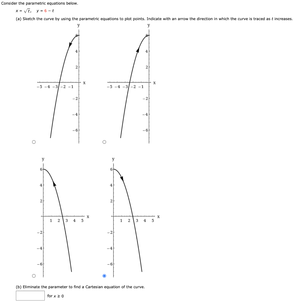Solved Consider the parametric equations below. x= vt, y = | Chegg.com