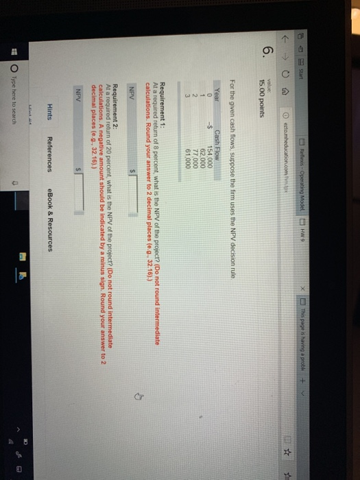 Solved Operating Model 1 ×| This page is haring a probl. + | Chegg.com