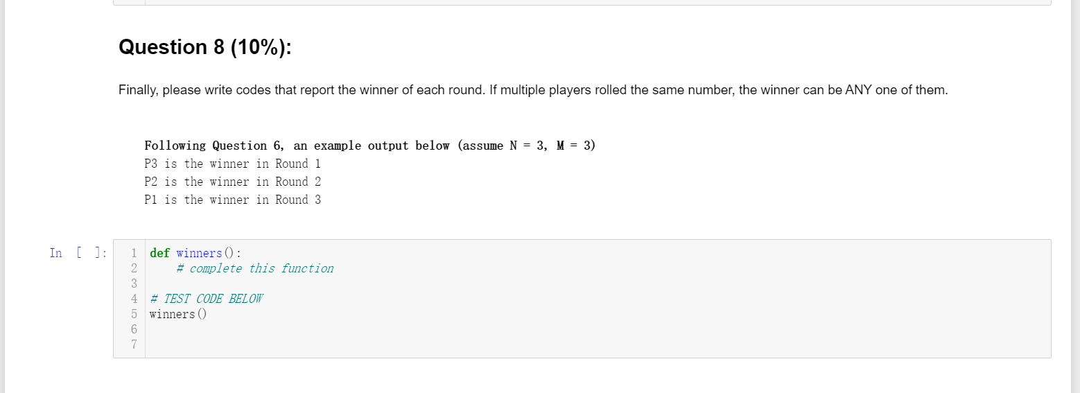 Solved Q6 - Q8 (30%): Create a multi-player dice game You | Chegg.com