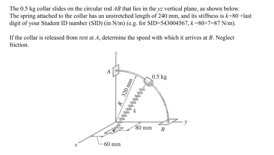 Solved The 0.5 kg collar slides on the circular rod AB that | Chegg.com