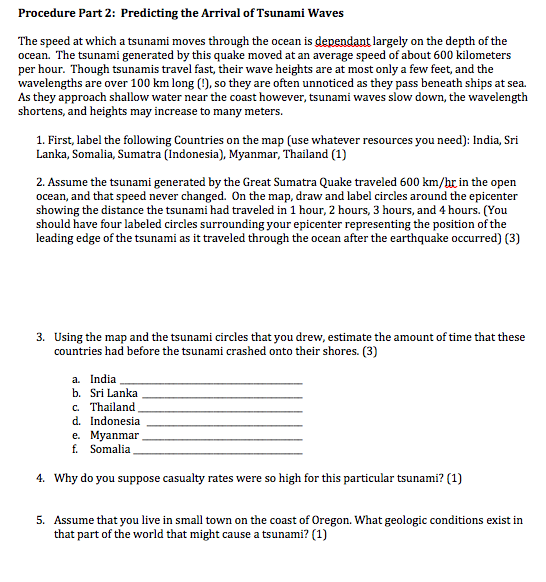 Solved Coastal Worksheet: A. An earthquake causes a Tsunami