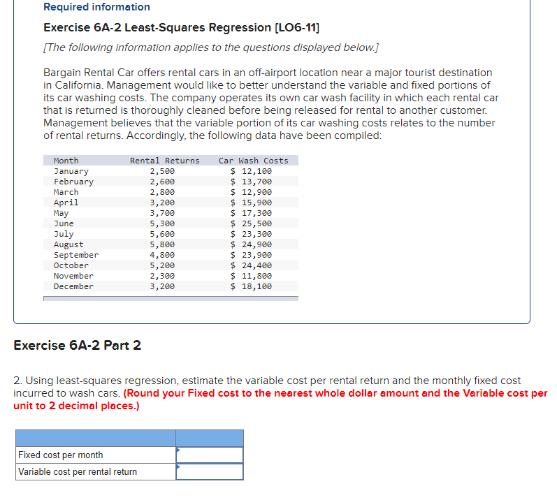 Solved Required information Exercise 6A-2 Least-Squares | Chegg.com