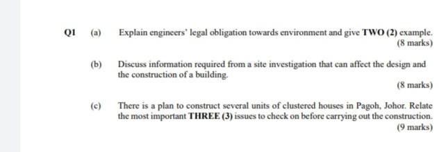 Qi A Explain Engineers Legal Obligation Towards Chegg Com