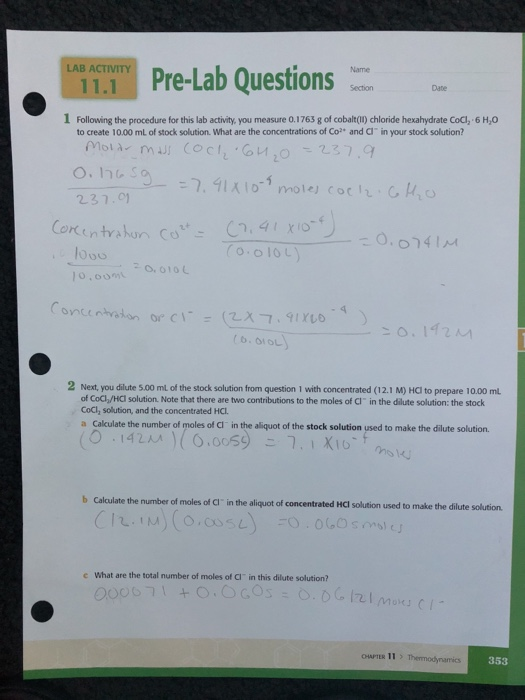 Solved LAİⅢ Pre-Lab Questions 11.1 Date 1 Following the | Chegg.com