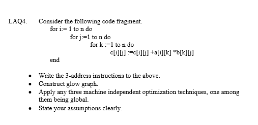 Laq4 Consider The Following Code Fragment For I Chegg Com