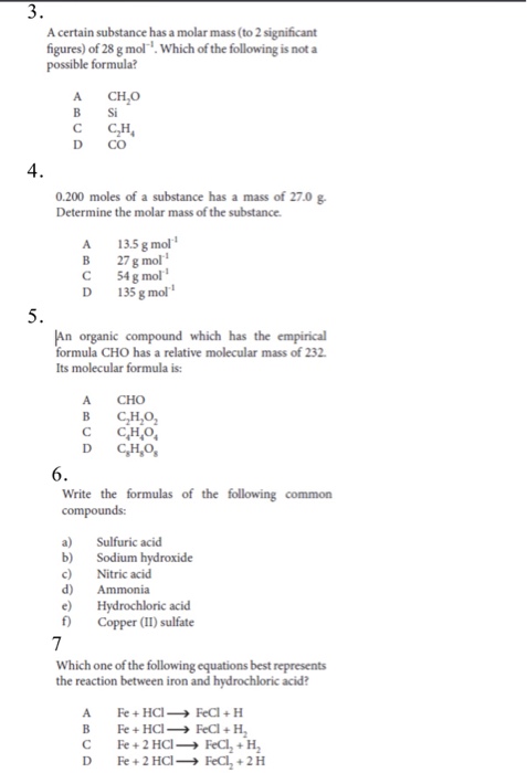 Solved A certain substance has a molar mass (to 2 | Chegg.com