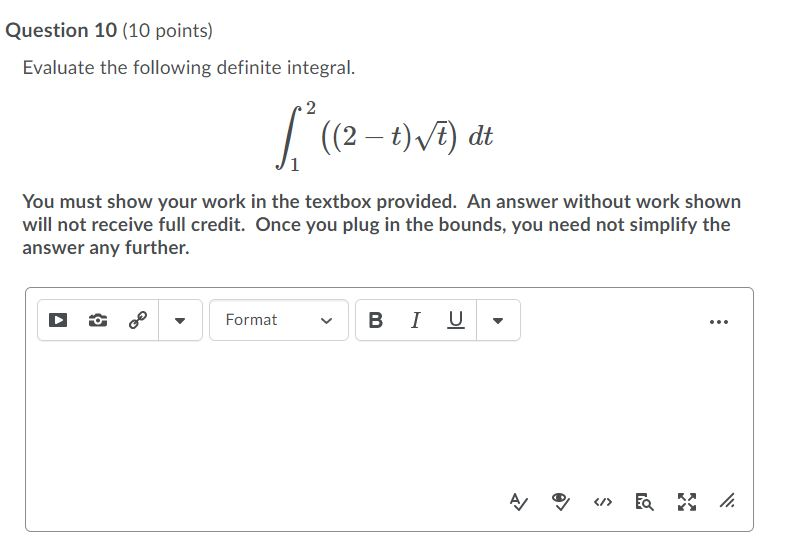 Solved Question 10 (10 points) Evaluate the following | Chegg.com