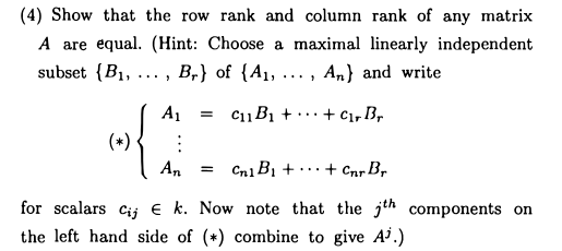 Solved 4 Show that the row rank and column rank of any Chegg