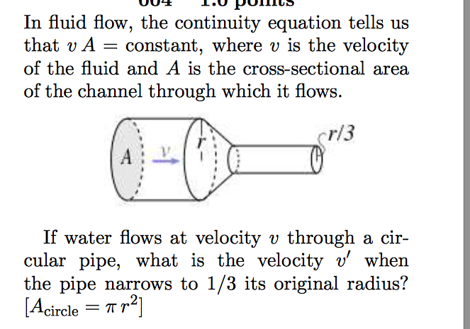 Solved 004 1 0 Puius In Fluid Flow The Continuity Equati Chegg Com