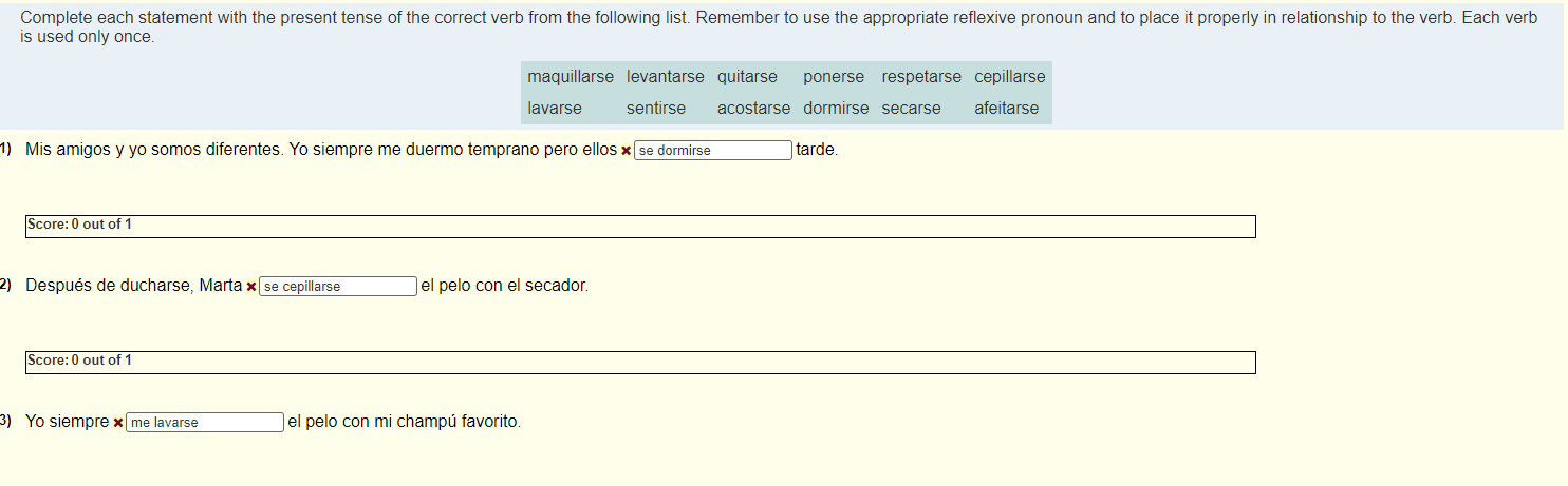 Complete each statement with the present tense of the | Chegg.com