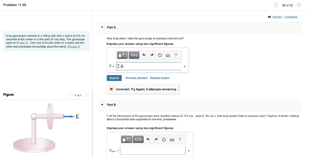 Solved A toy gyroscope consists ot a 160g disk with a