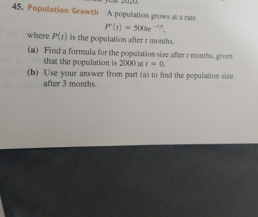Solved to al 2020. 45. Population Growth A population grows | Chegg.com