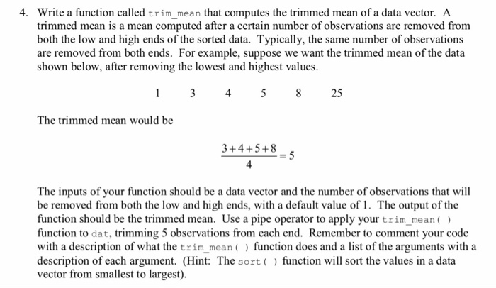 4. Write a function called crim, mean that computes | Chegg.com