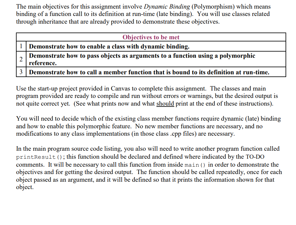 The main objectives for this assignment involve | Chegg.com