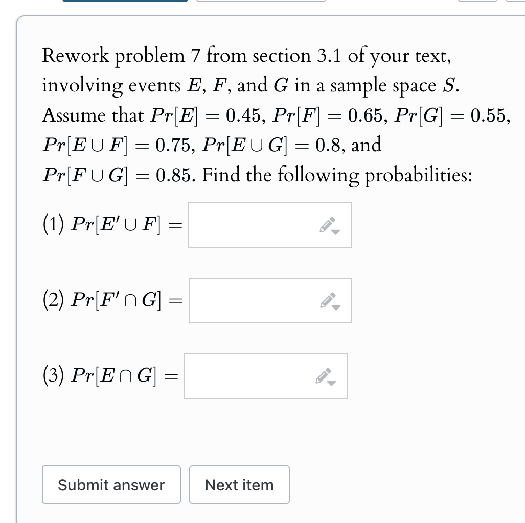 Rework Problems Solved Rework problem 7 from section 3.1 of your | Chegg.com