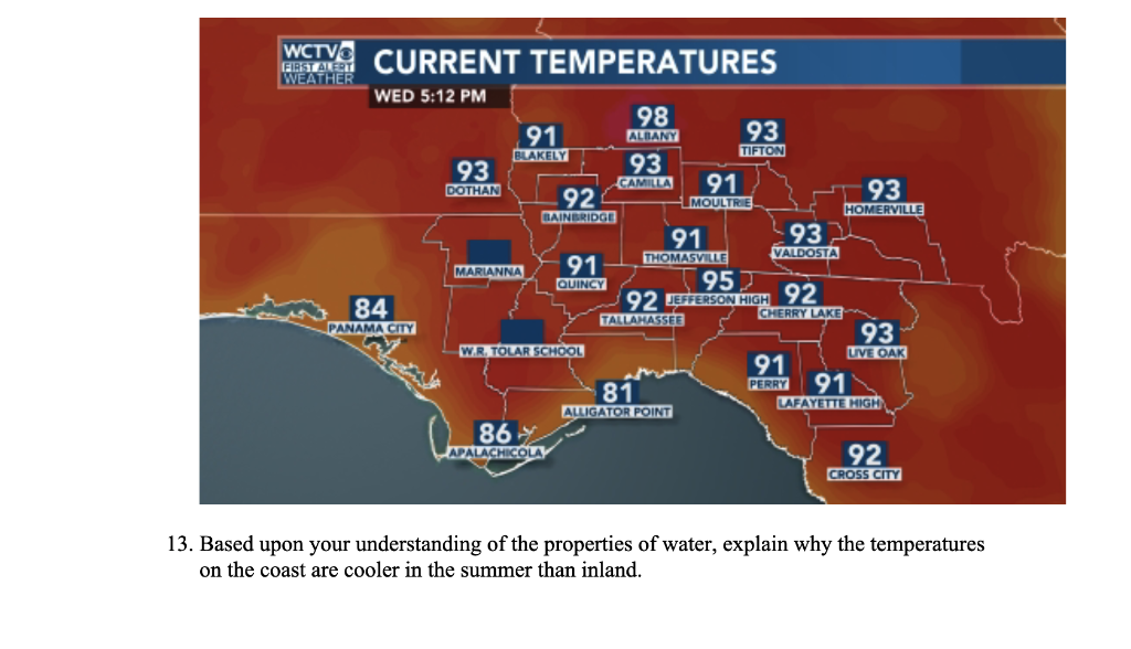 Solved WCTV FIRST ALERT WEATHER CURRENT TEMPERATURES WED