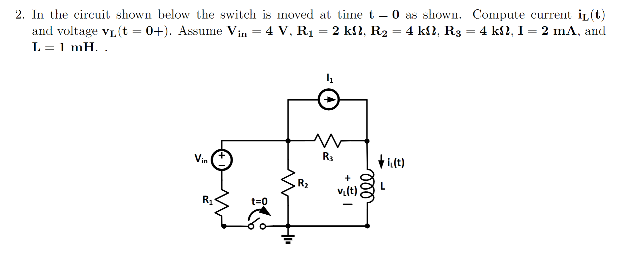Solved 2. In the circuit shown below the switch is moved at | Chegg.com