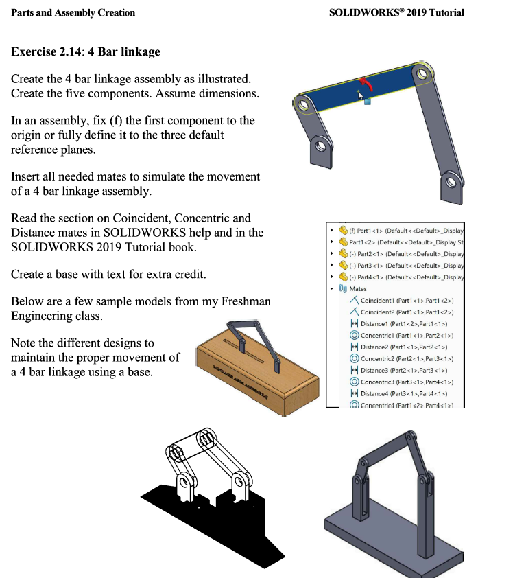 Solved Parts And Assembly Creation SOLIDWORKS 2019 Tutorial | Chegg.com