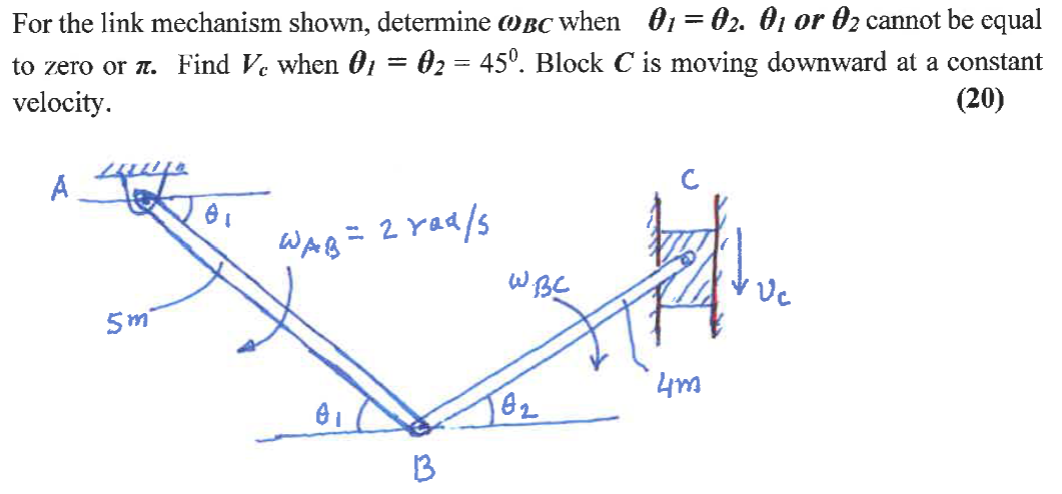 Solved For The Link Mechanism Shown, Determine ωBC When | Chegg.com