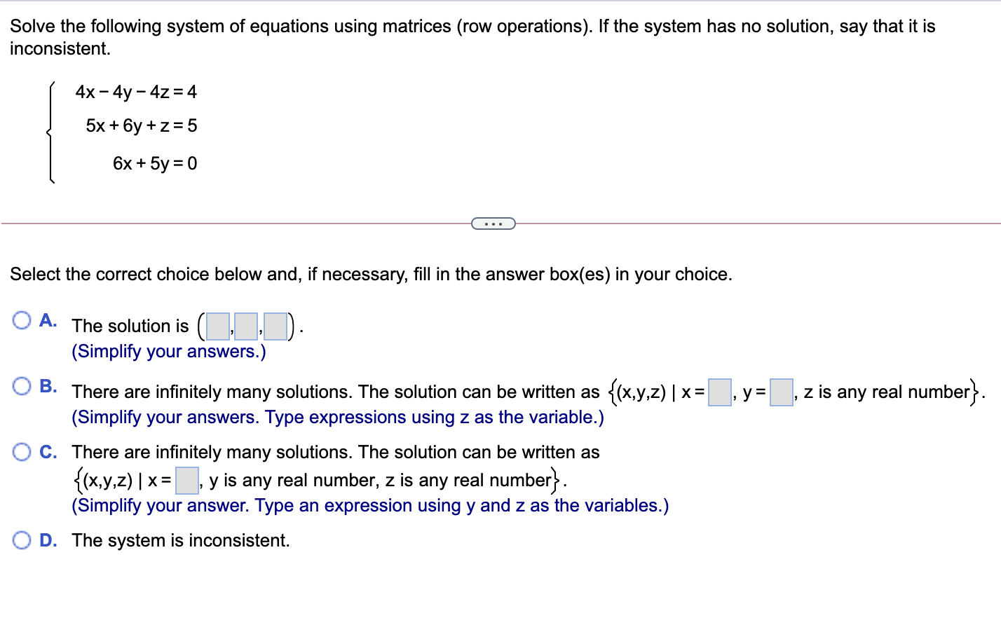 Solved Solve the following system of equations using | Chegg.com