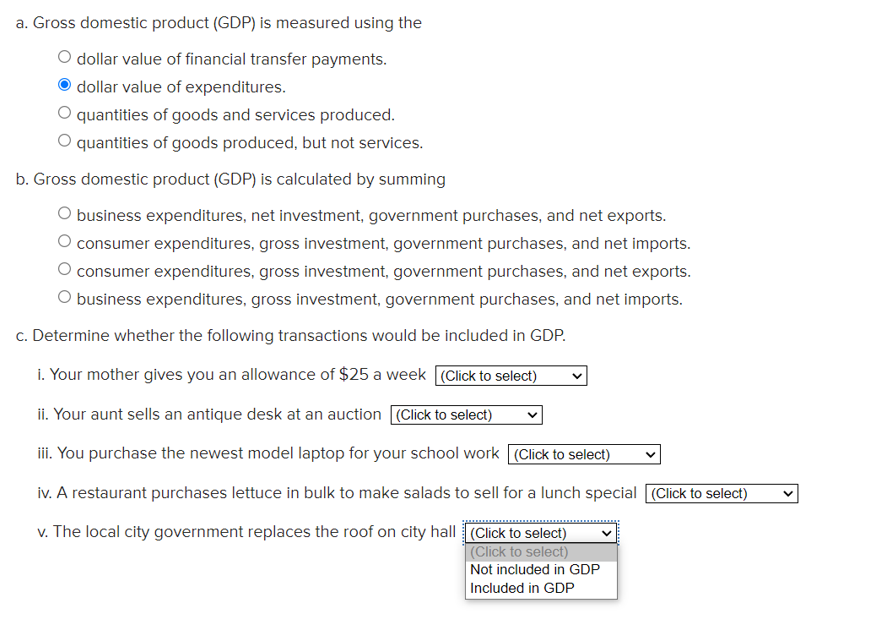 Solved A. Gross Domestic Product (GDP) Is Measured Using The | Chegg.com