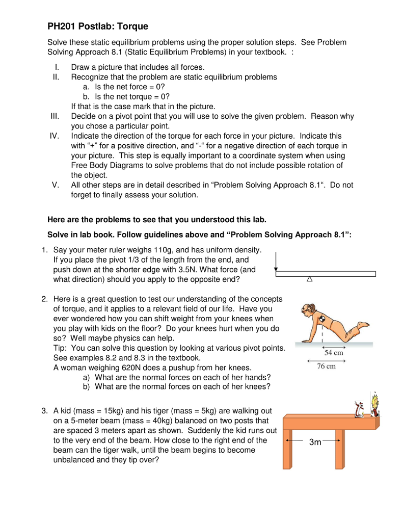 Solved PH201 Postlab: Torque Solve these static equilibrium | Chegg.com