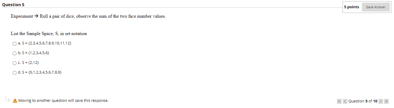 Solved Question 5 5 points Save Answer Experiment → Roll a | Chegg.com
