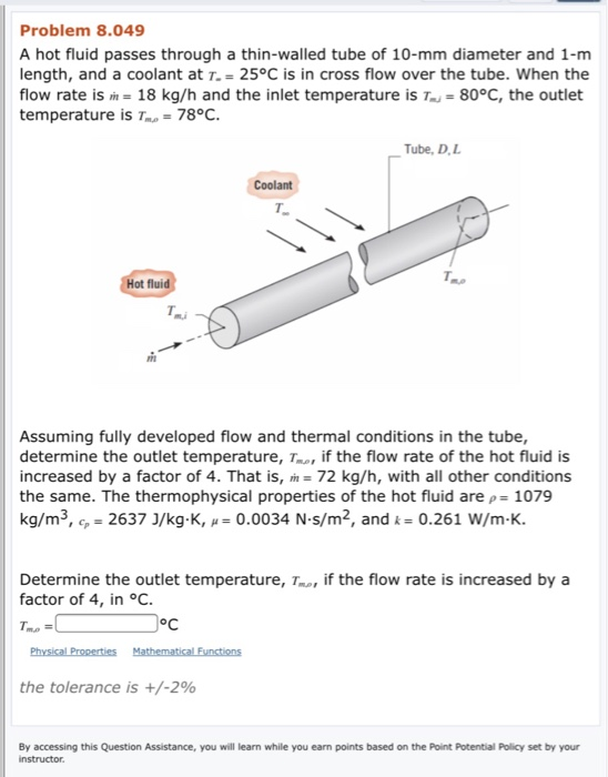 Solved Problem 8.049 A hot fluid passes through a | Chegg.com