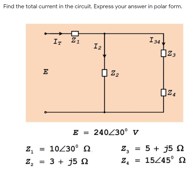 Solved Find the total current in the circuit. Express your | Chegg.com