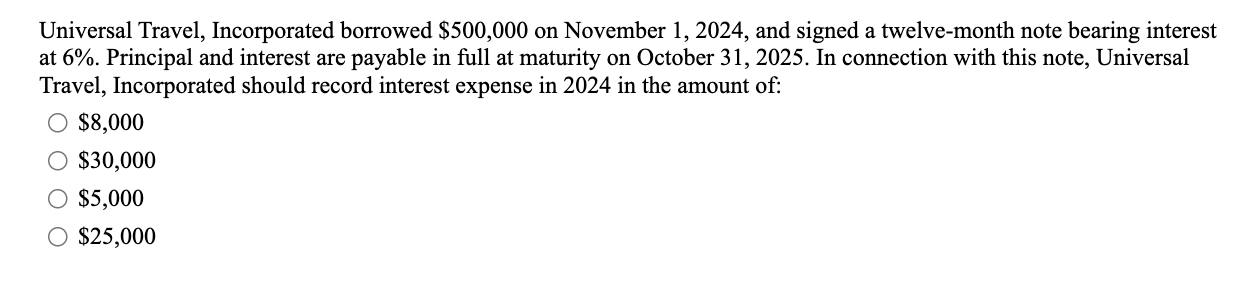 universal travel inc borrowed $500 000