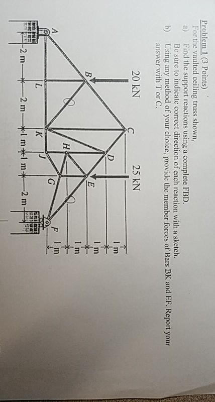 Solved Problem 1 3 Points For The Vaulted Ceiling Truss