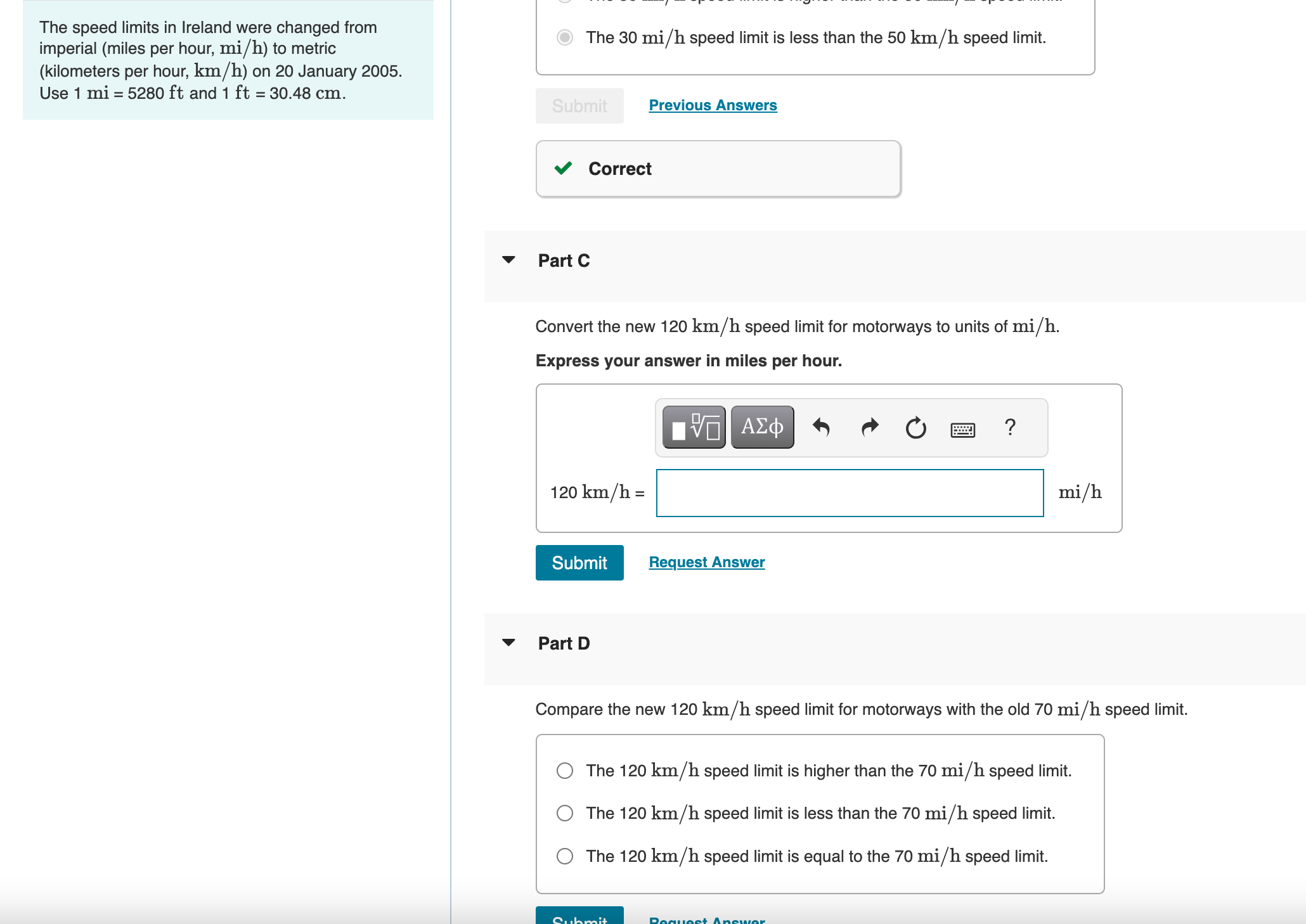 Solved The speed limits in Ireland were changed from Chegg