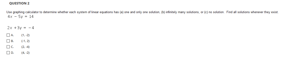 Solved QUESTION 2 Use Graphing Calculator To Determine | Chegg.com