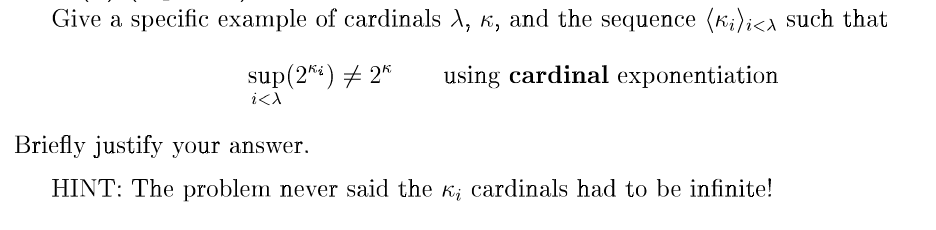Solved Give a specific example of cardinals 1, k, and the | Chegg.com