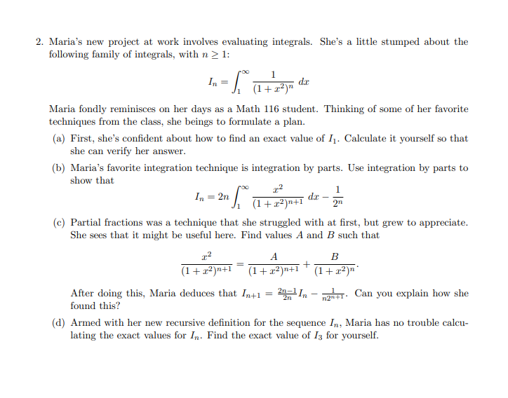 Solved 2. Maria's new project at work involves evaluating | Chegg.com