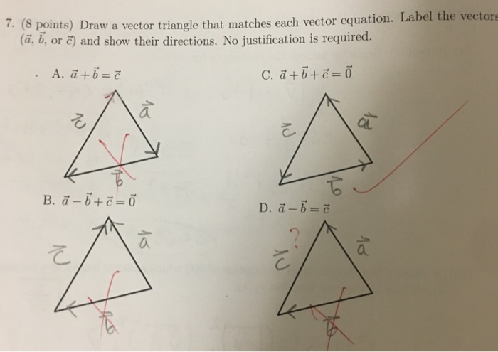Solved Draw a vector triangle that matches each vector | Chegg.com