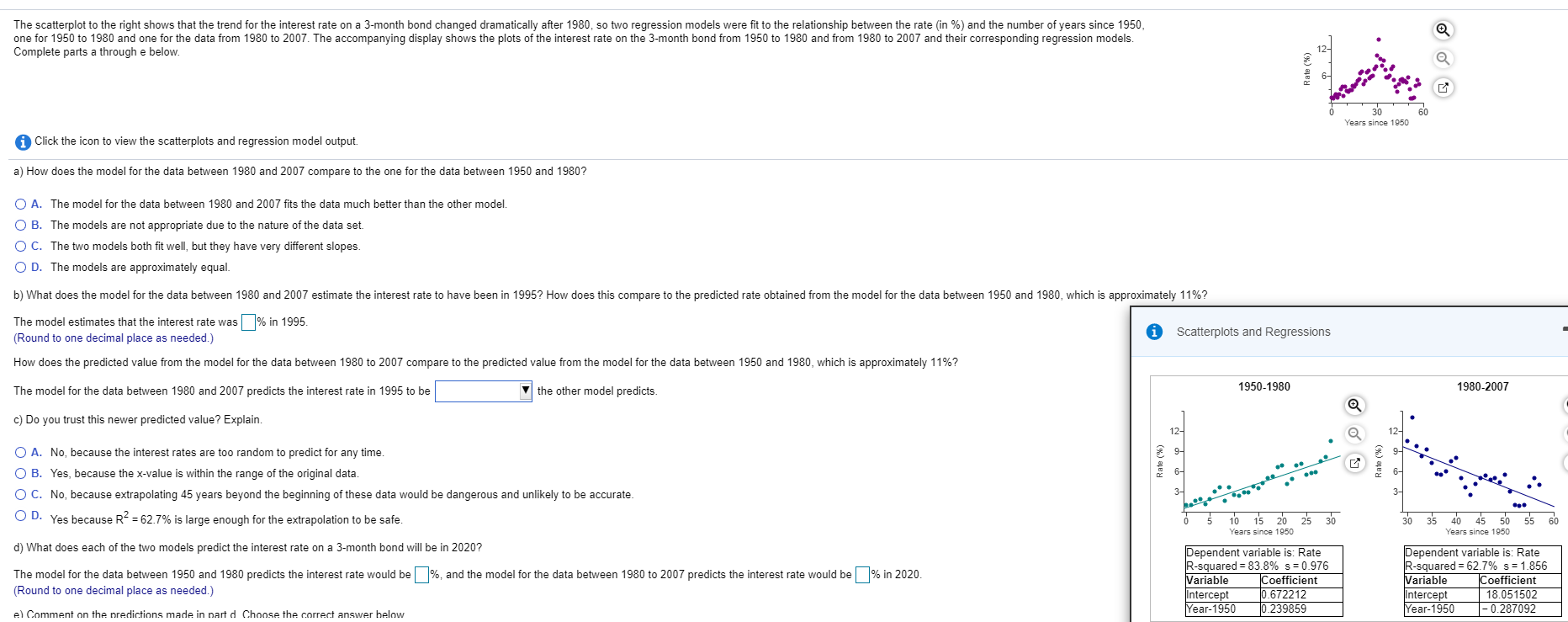 Solved The scatterplot to the right shows that the trend for