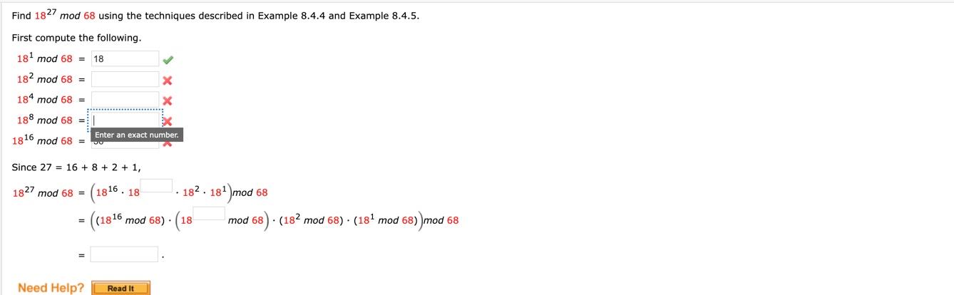 Solved Find 1827 Mod 68 Using The Techniques Described In | Chegg.com