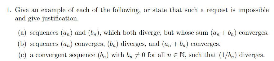 Solved 1. Give An Example Of Each Of The Following, Or State | Chegg.com