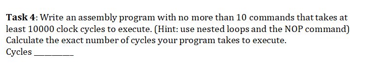Solved Task 4: Write an assembly program with no more than | Chegg.com