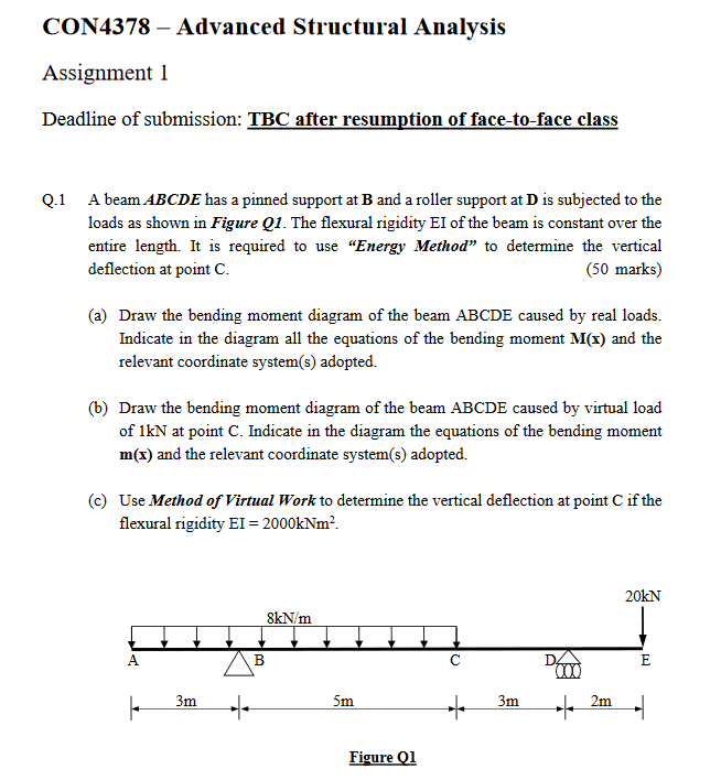 Solved Con4378 Advanced Structural Analysis Assignment 1 Chegg