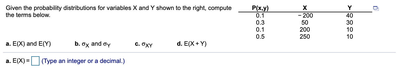 Solved Given the probability distributions for variables X | Chegg.com