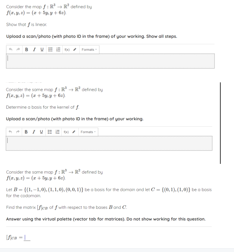 Solved Consider the map f :R3 + R² defined by f(x, y, z) = | Chegg.com