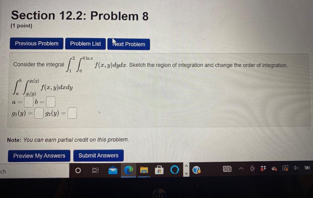 Solved Section 12.2: Problem 8 (1 point) Previous Problem | Chegg.com
