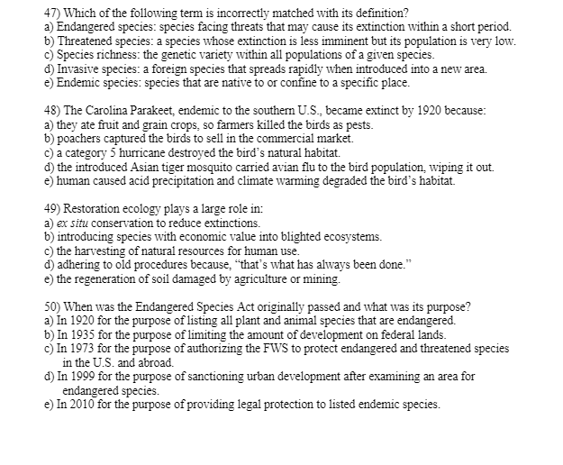 Solved 47 Which Of The Following Term Is Incorrectly Chegg