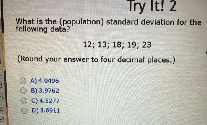 Solved Try It! 2 What is the (population) standard deviation | Chegg.com