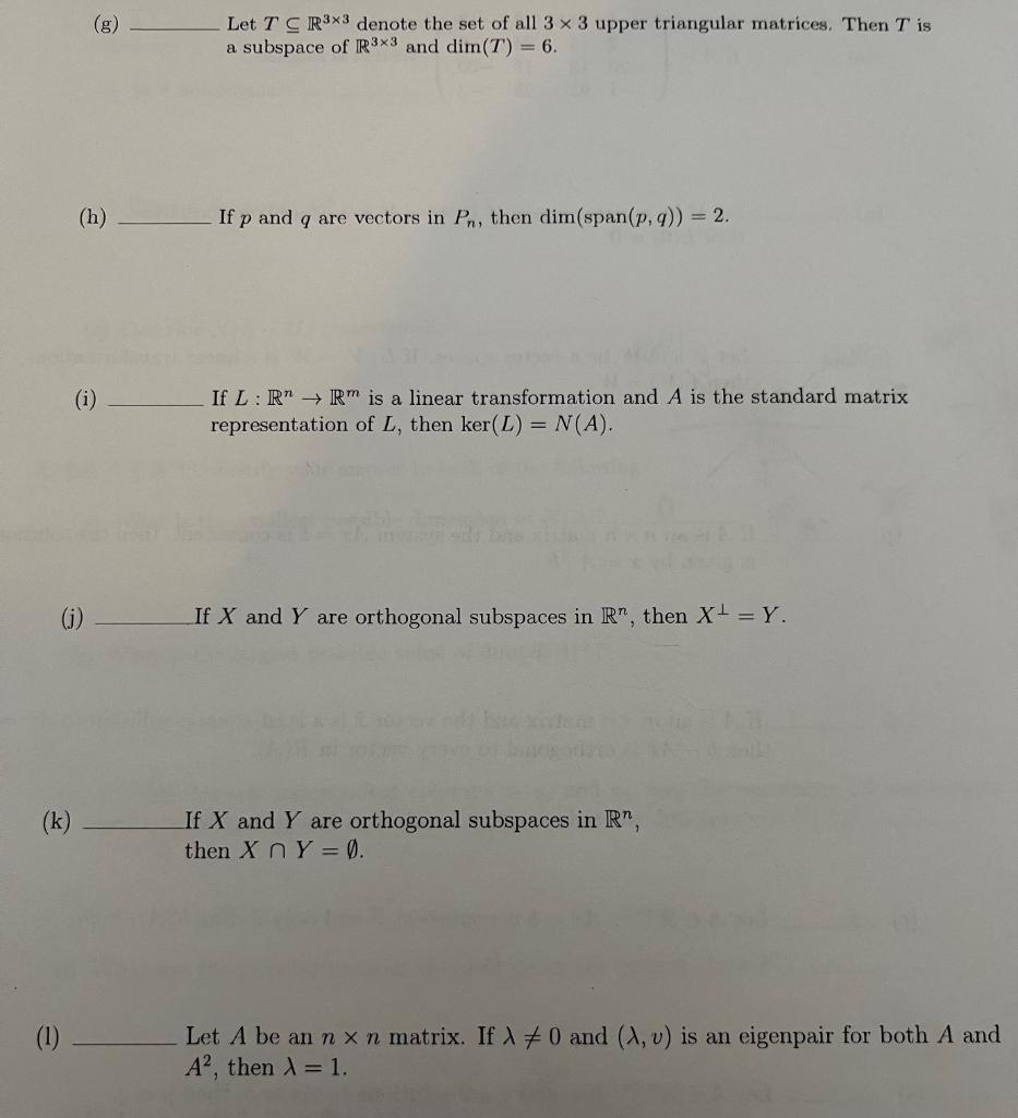 Solved (g) Let T⊆R3×3 denote the set of all 3×3 upper | Chegg.com