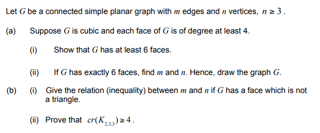 Let G be a connected simple planar graph with m edges | Chegg.com